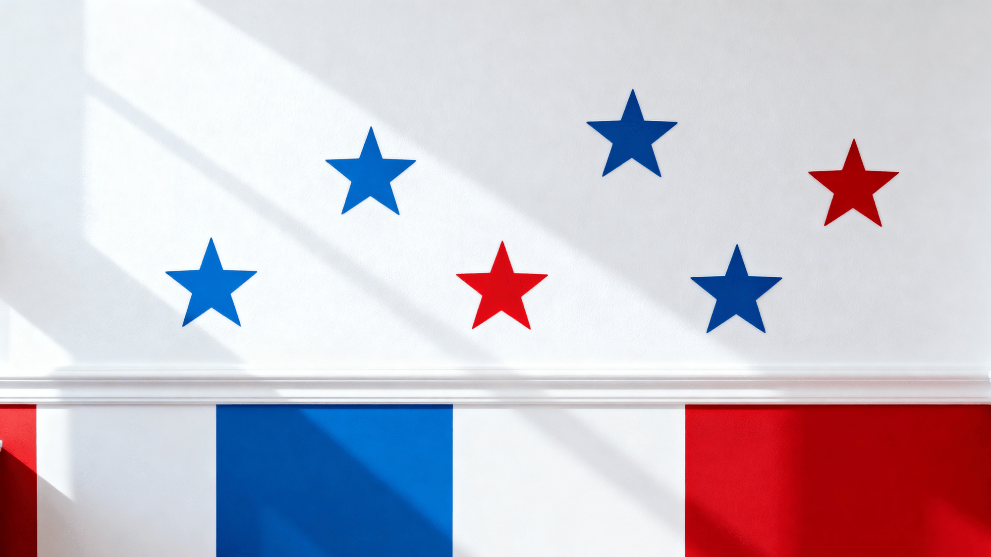 Star decals in patriotic colors on wall