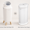 Two diaper pails displayed side by side on a neutral background